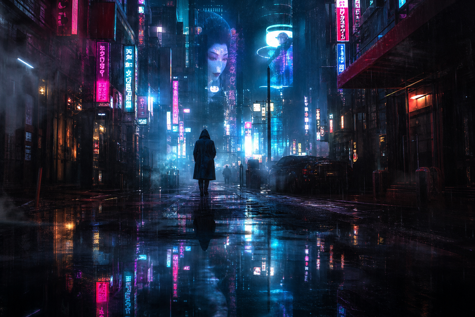 未来都市 — 雨夜霓虹街道